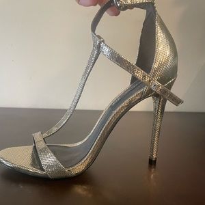 New silver strappy heels by Rachel Zoe.